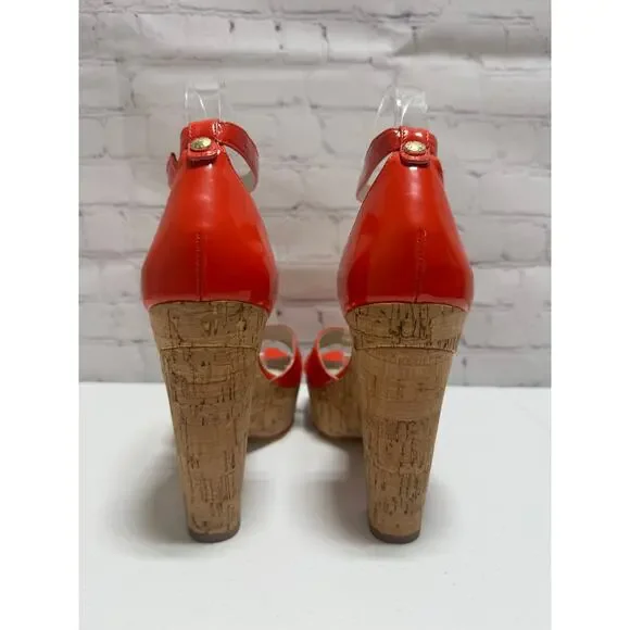Michael Kors Red Patent Platform Heels Size 7.5 - Picture 3 of 12